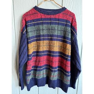 Vintage 90s Textured Stripe Knit Sweater – Globe Trotter, LG